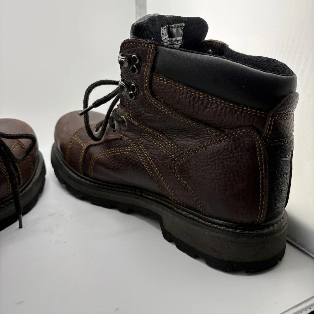 Mack Boots Mens 10 Brown Leather Steel Toe Work Slip Oil Resistant Ankle Safety